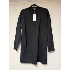 EILEEN FISHER Black Long Sleeve Crew Neck Tunic Dress S P Made in USA